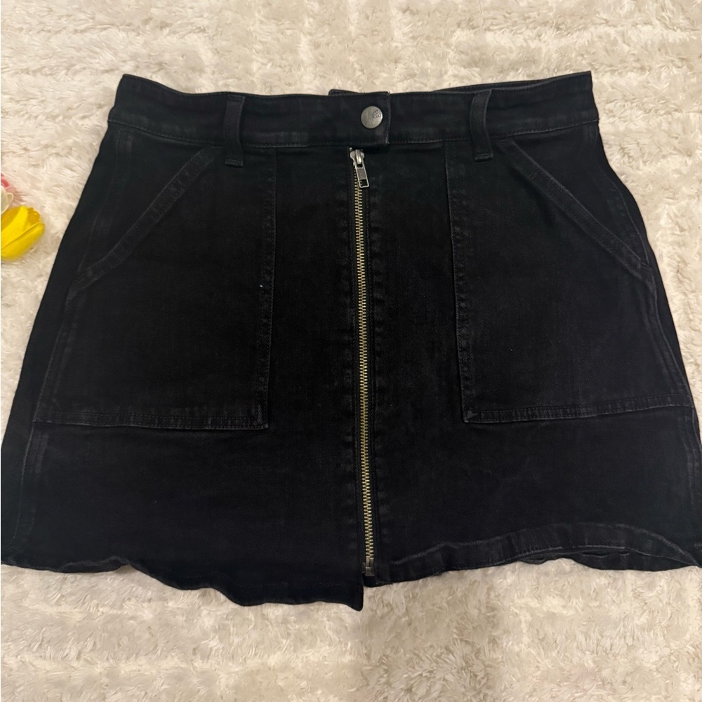 Madewell Black Denim Skirt with Button Detail